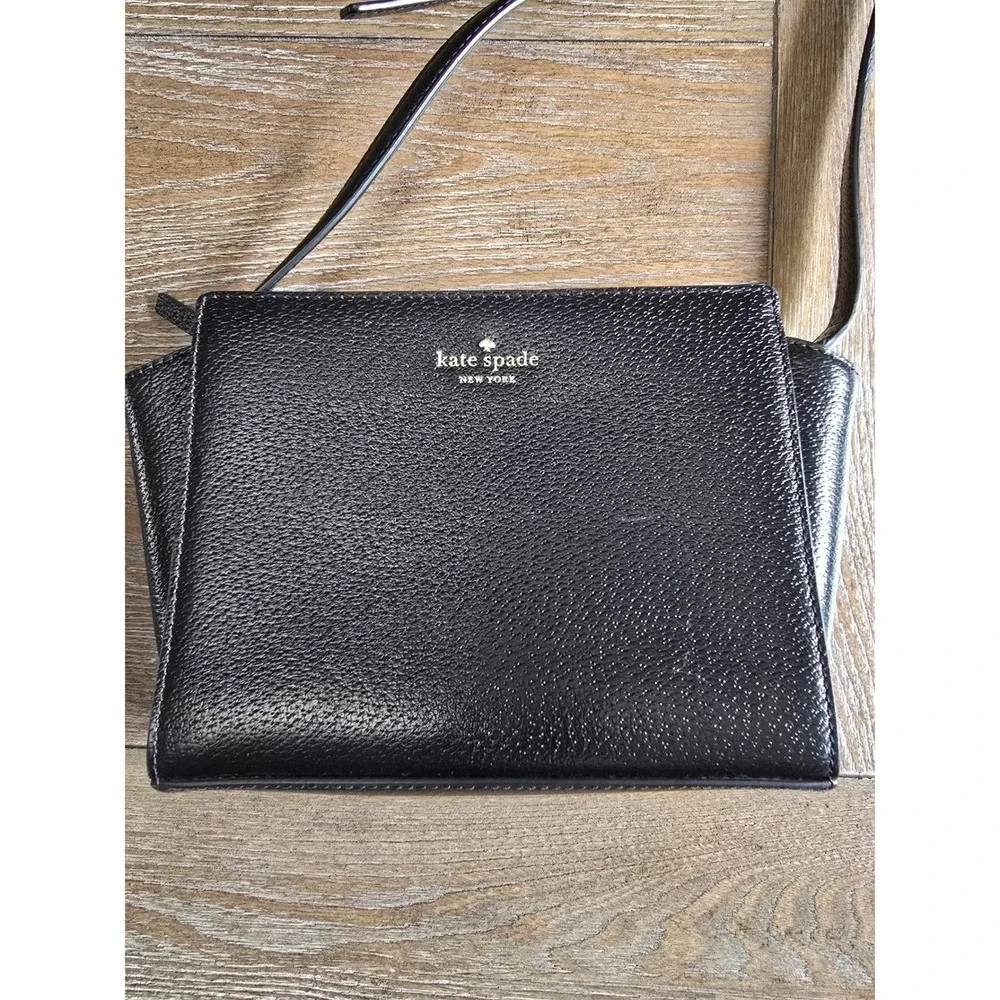 Kate Spade Black Pebled Leather Grand Street Hayden Crossbody Bag Women Small